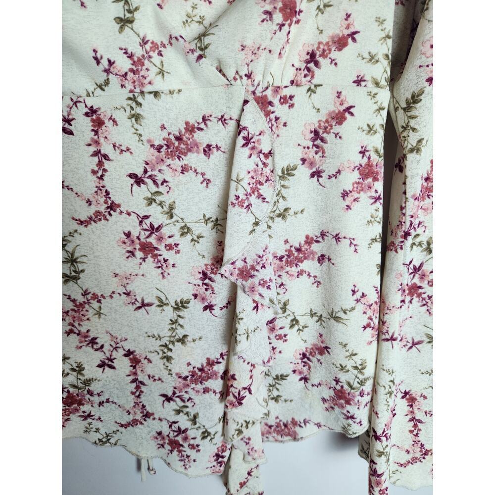Studio Y Vtg babydoll floral blouse sz L cottagecore Y2K romantic ruffle boho - Picture 2 of 9